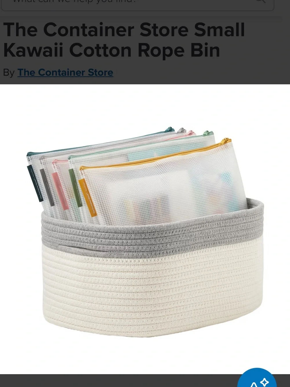 The Container Store Small Kawaii Cotton Rope Bin with Handles Pink Cream